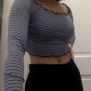 Striped long sleeve crop top